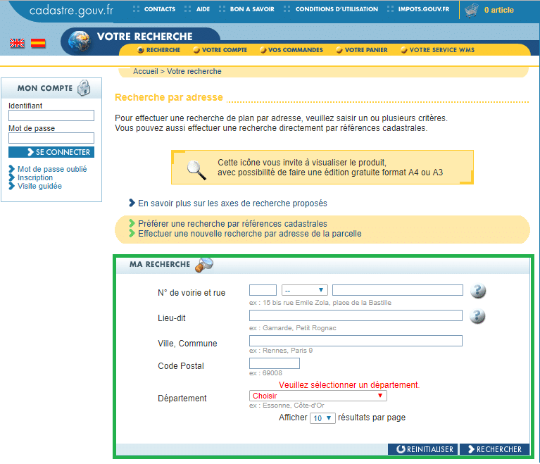 informations cadastrales